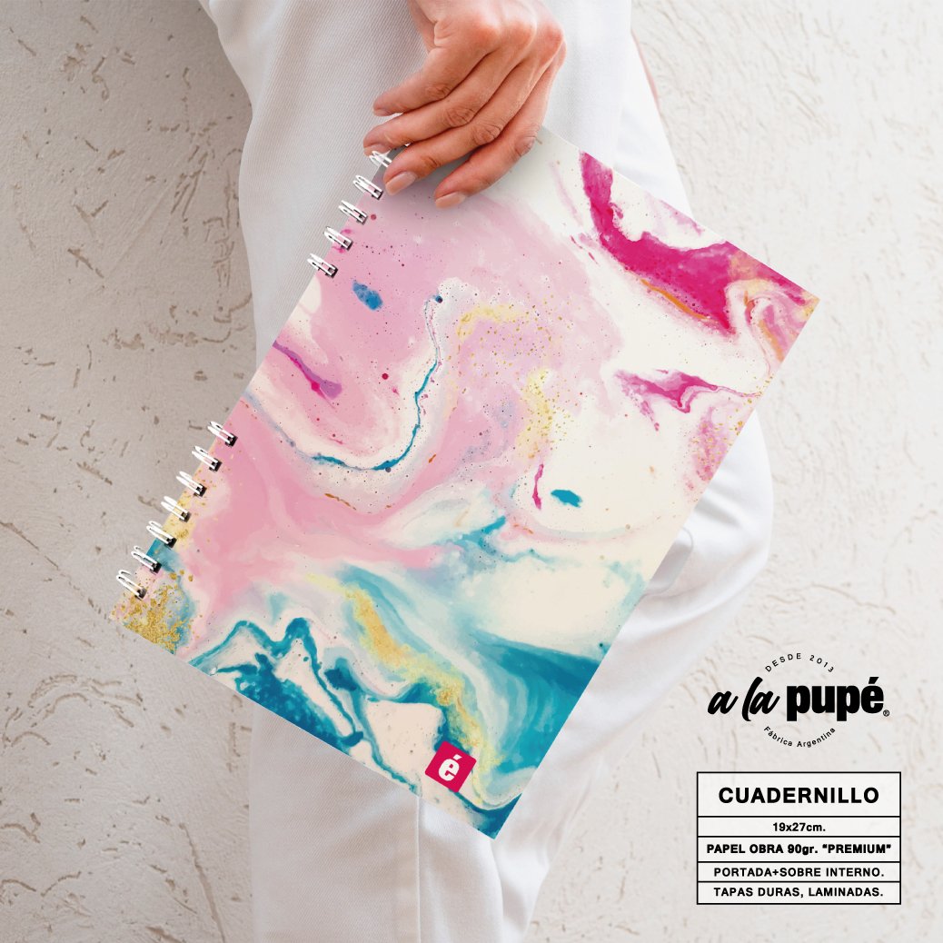 Cuaderno c/anillo 18.5x27 - Mármol color 2.