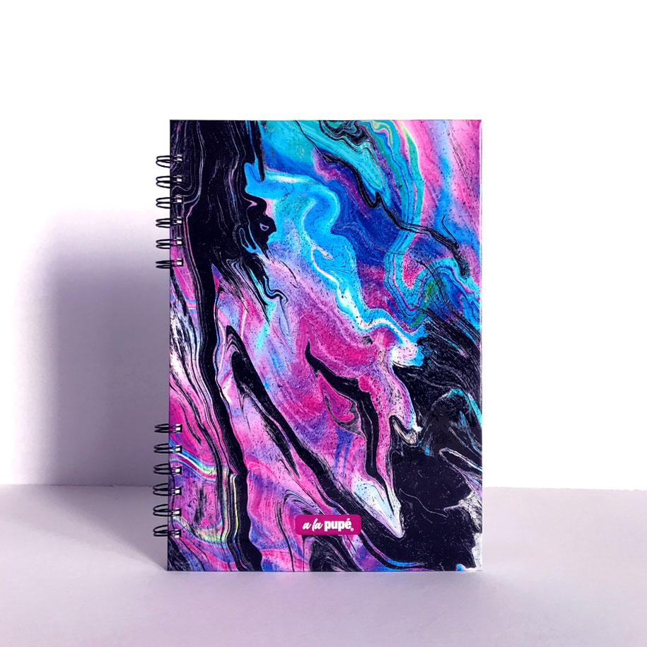 Cuaderno c/anillo 18.5x27 - Mármol violeta.