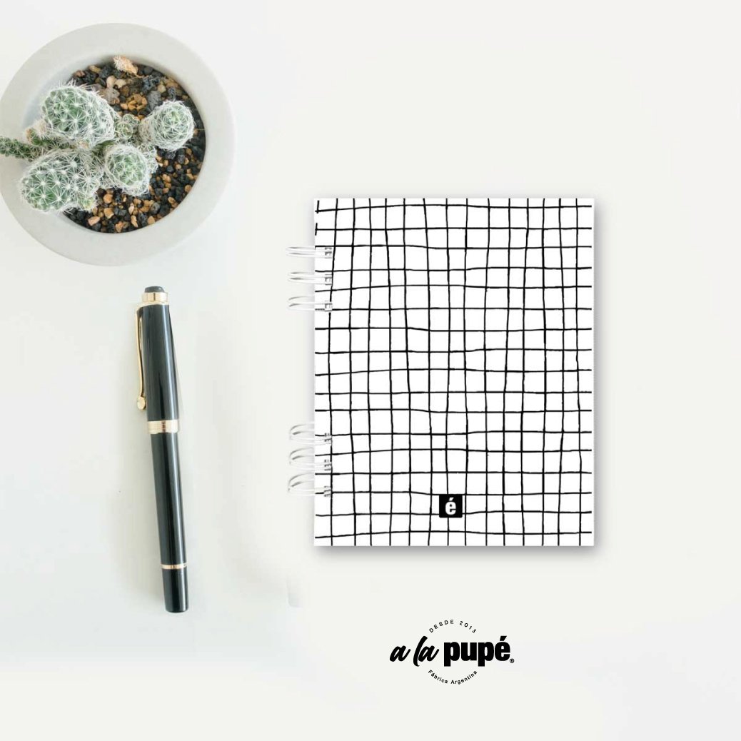 Libreta c/anillo 10.5x14.5cm. - Cuadrillé negro y blanco