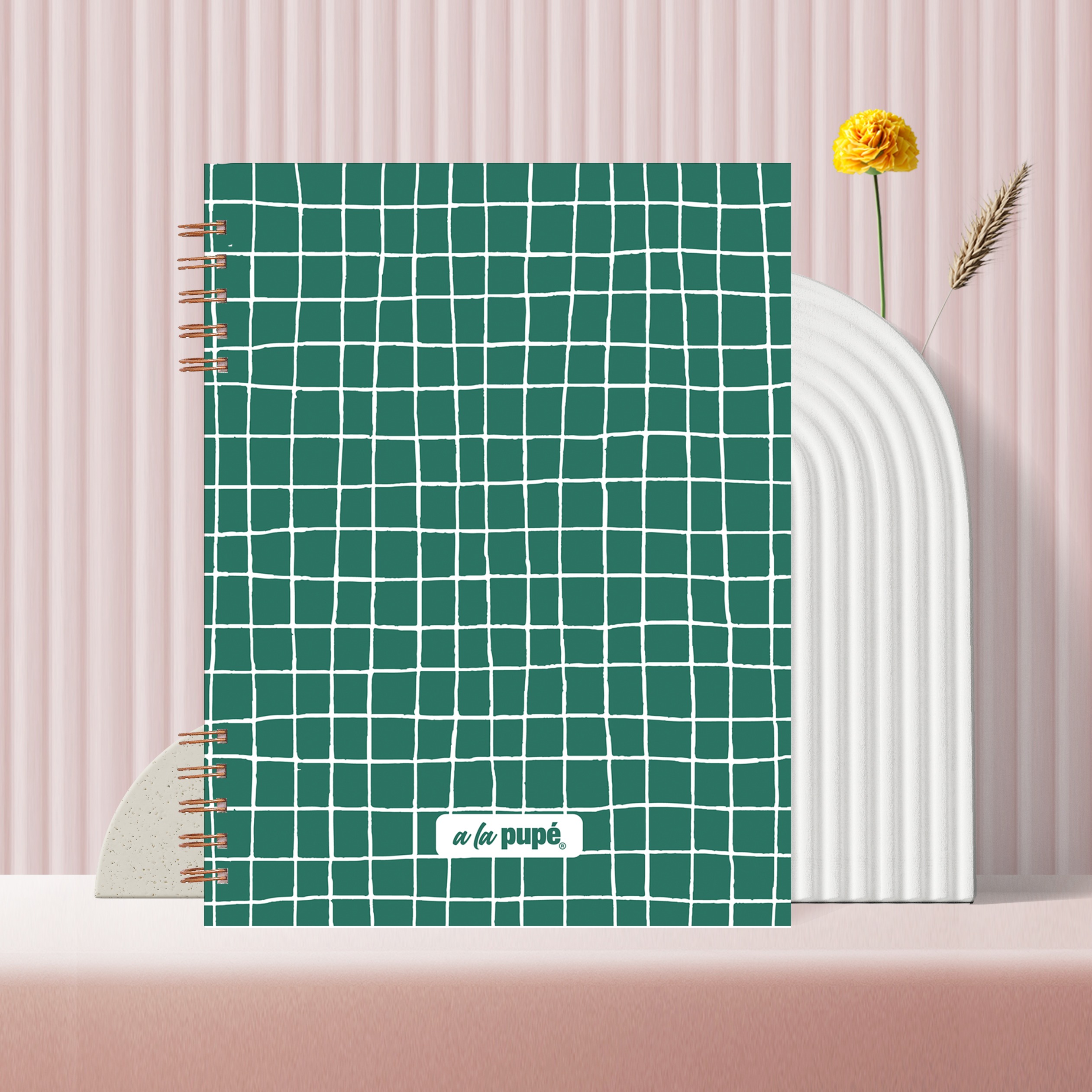 Cuaderno c/anillo 18.5x27 - Cuadrillé verde