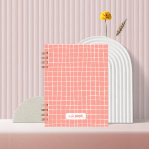 Cuaderno c/anillo 15x21 - Cuadrillé salmón