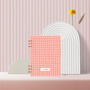 Libreta c/anillo 10.5x14.5cm. - Cuadrillé salmón